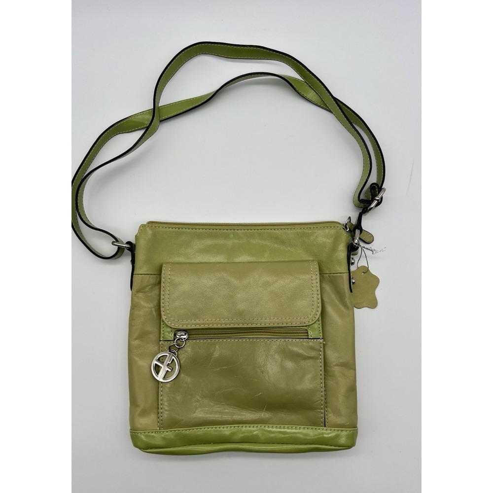 Giani Bernini Genuine Leather Green Crossbody Purse - Picture 2 of 12